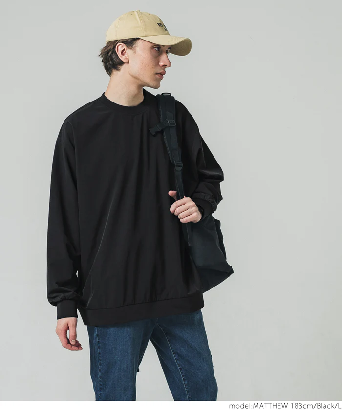 セール★2490円→990円 プルオーバー メンズ 4wayストレッチ クルーネック 長袖 伸縮性 ミディアム丈 無地 シンプル 薄手 メール便不可 23aw coca コカ - Image 8