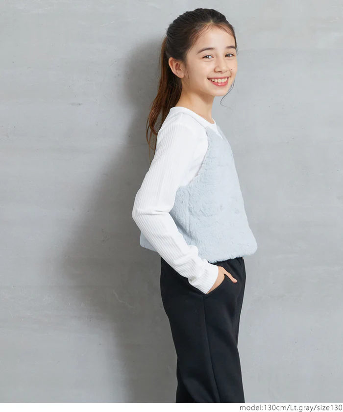 WEB限定セール★2490円→1990円フェイクファービスチェ＆長袖Tシャツ 2点セット キッズ メール便不可 - Image 3