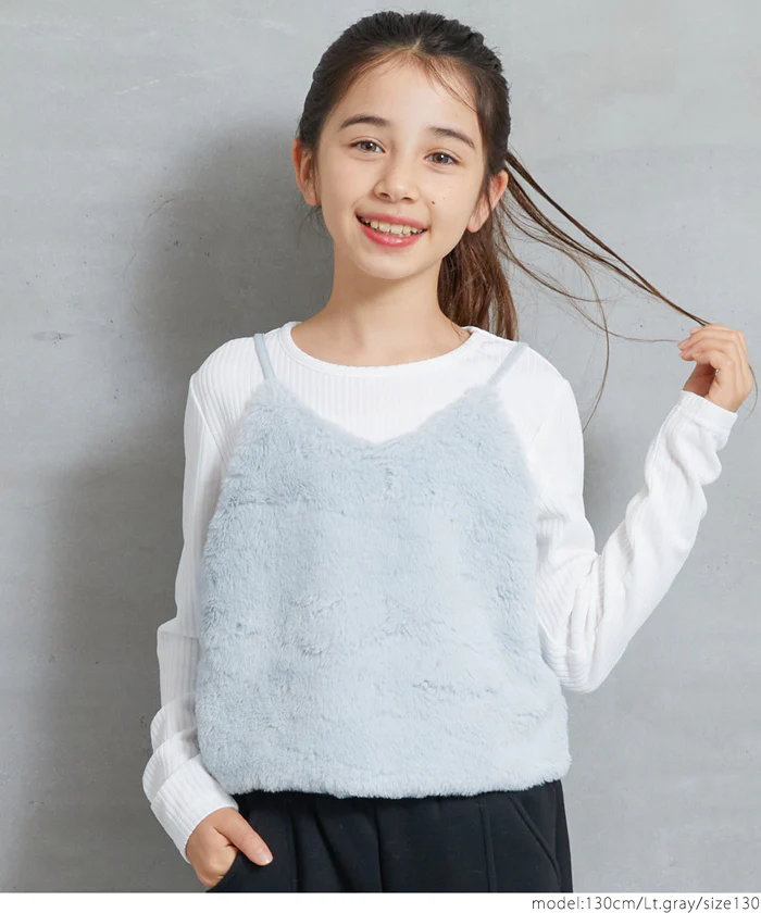 WEB限定セール★2490円→1990円フェイクファービスチェ＆長袖Tシャツ 2点セット キッズ メール便不可 - Image 4