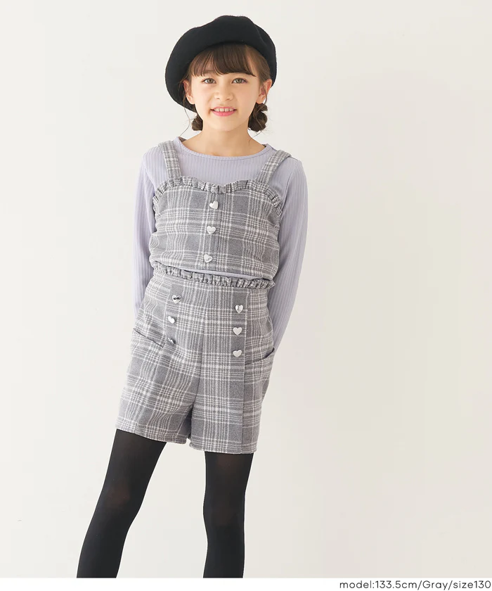 ハートボタンチェックビスチェ キッズ メール便不可 - Image 7