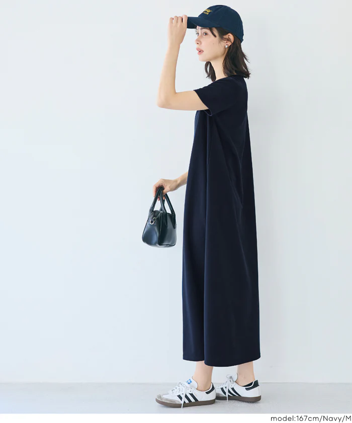 【一部予約5/9頃発送】エンボス半袖マキシワンピース レディース メール便不可 - Image 11