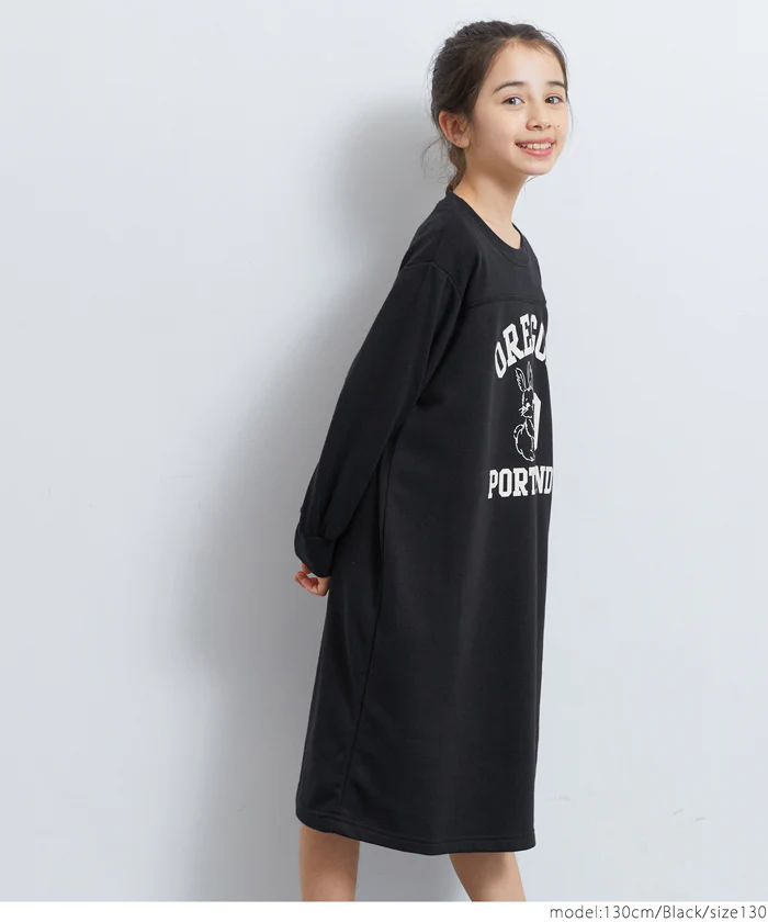 セール★1690円→990円 裏毛スリットプリントワンピース キッズ メール便不可 - Image 3