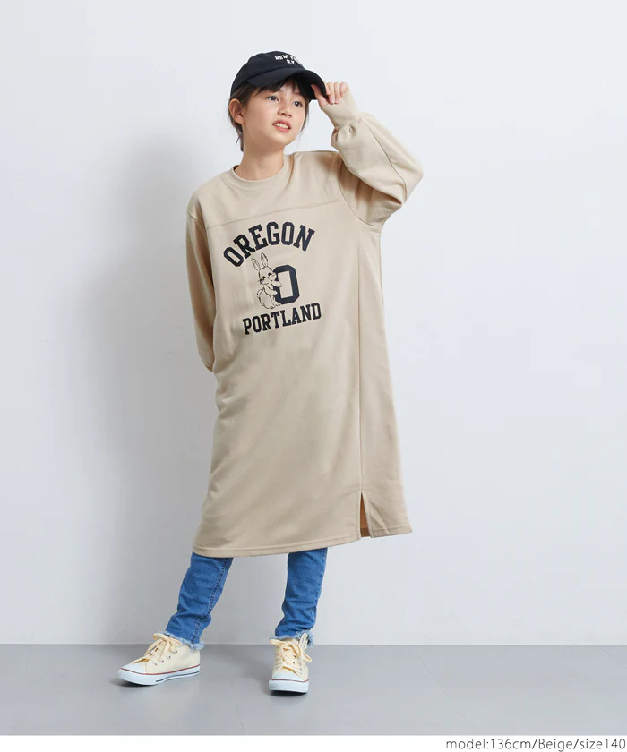 セール★1690円→990円 裏毛スリットプリントワンピース キッズ メール便不可 - Image 7