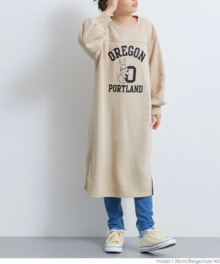 セール★1690円→990円 裏毛スリットプリントワンピース キッズ メール便不可 - Image 8