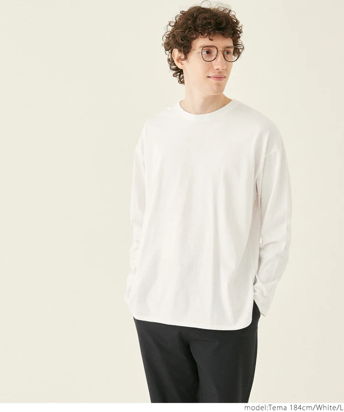 セール★1490円→550円 Tシャツ メンズ サイドスリット ロングTシャツ 無地 長袖 クルーネック リブ レイヤード カットソー ボーダー メール便不可 24ss coca コカ - Image 2