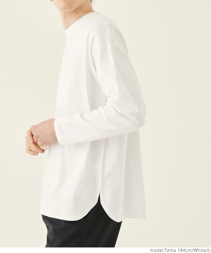 セール★1490円→550円 Tシャツ メンズ サイドスリット ロングTシャツ 無地 長袖 クルーネック リブ レイヤード カットソー ボーダー メール便不可 24ss coca コカ - Image 3