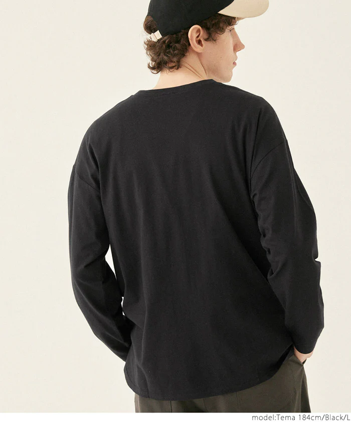セール★1490円→550円 Tシャツ メンズ サイドスリット ロングTシャツ 無地 長袖 クルーネック リブ レイヤード カットソー ボーダー メール便不可 24ss coca コカ - Image 9