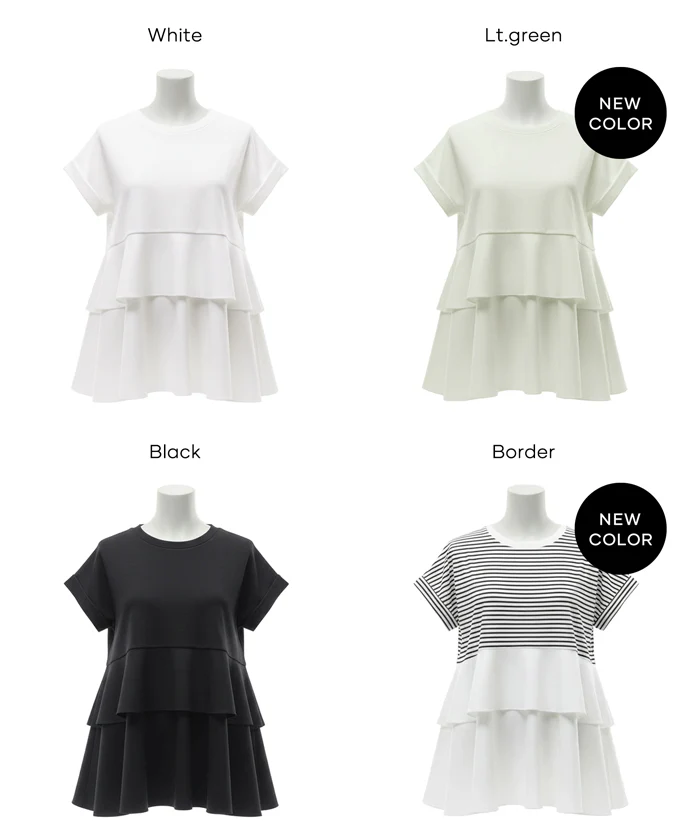 GW限定セール★ 異素材切り替え2段フリルTシャツ レディース メール便不可 - Image 19