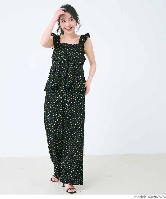 セール★1690円→1290円 シボシャーリング肩フリルキャミソール レディース メール便不可 - Image 11