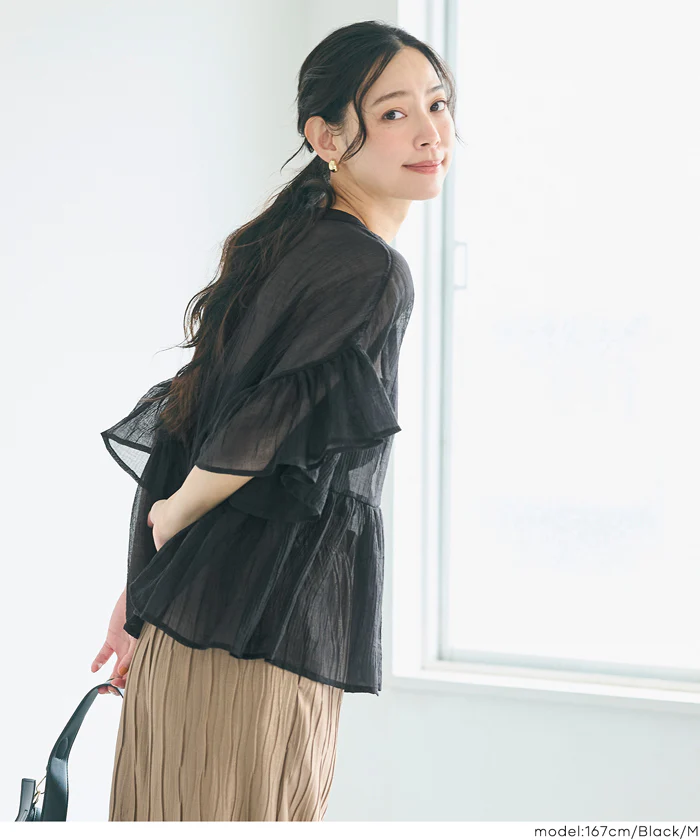 シアーフリルブラウス レディース メール便不可【田中里奈様着用】 - Image 17