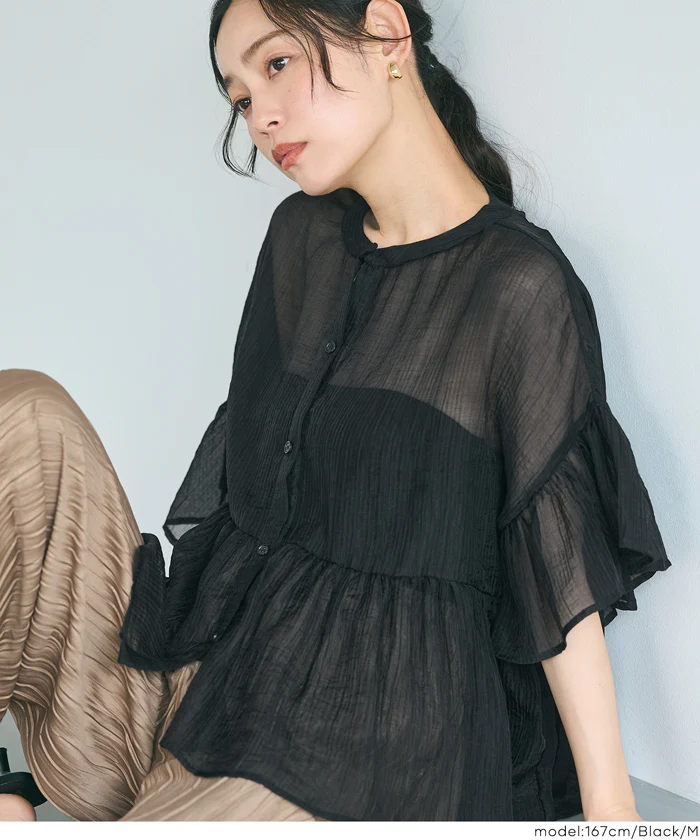 シアーフリルブラウス レディース メール便不可【田中里奈様着用】 - Image 18