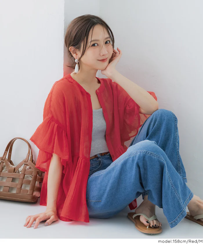 シアーフリルブラウス レディース メール便不可【田中里奈様着用】 - Image 5