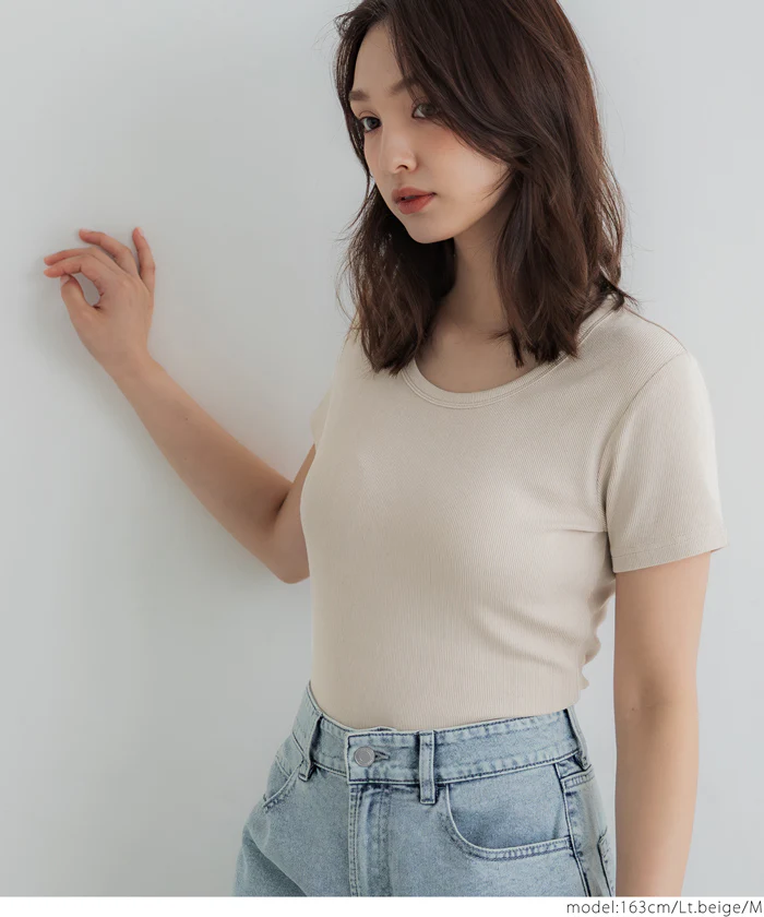 とろみリブUネックTシャツ レディース メール便可 - Image 6