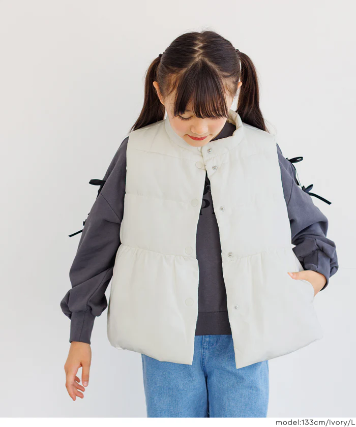 親子お揃いペプラム中綿ベスト キッズ メール便不可 - Image 5