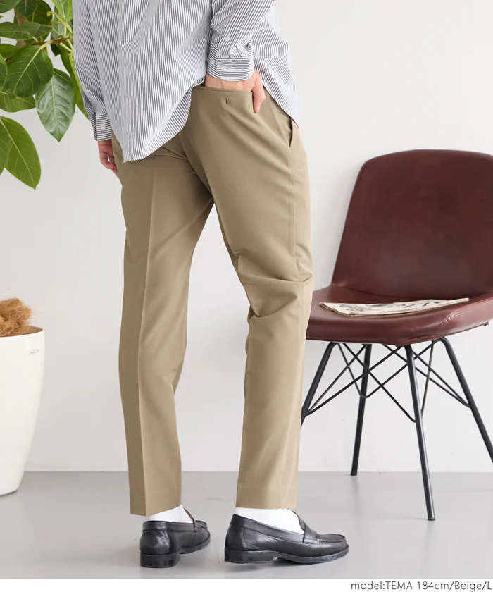 セール★2990円→1990円 パンツ メンズ スラックス タイトパンツ ロング丈 ウエスト紐 フロントボタン ポケット 無地 伸縮性 メール便不可 24ss - Image 8