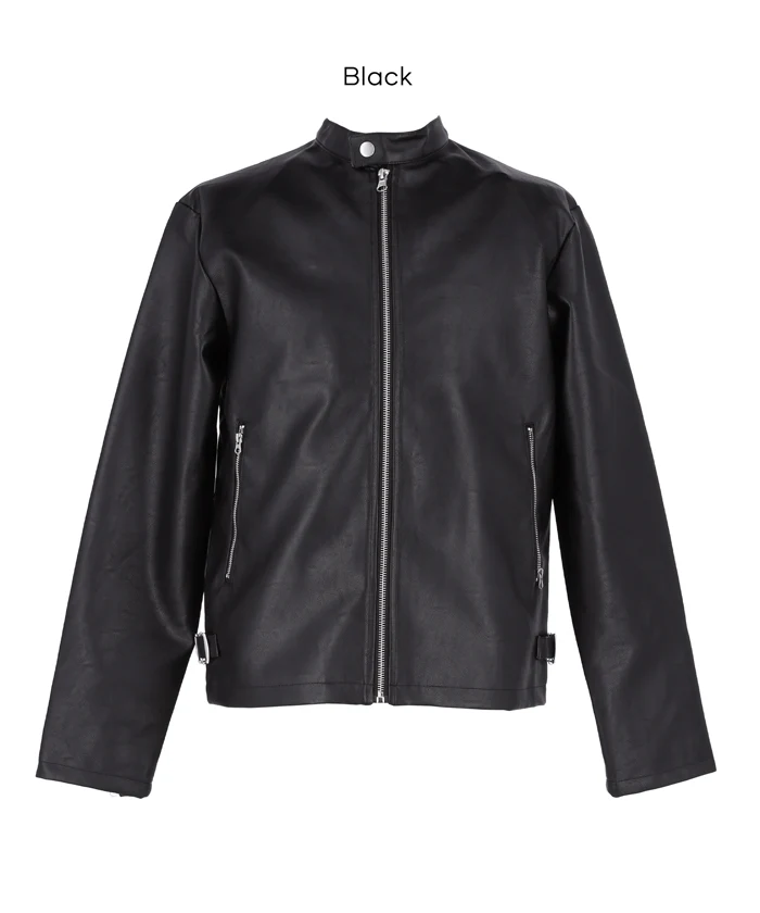 セール★5990円→4990円 フェイクレザーシングルライダースジャケット メンズ 送料無料/メール便不可 - Image 14
