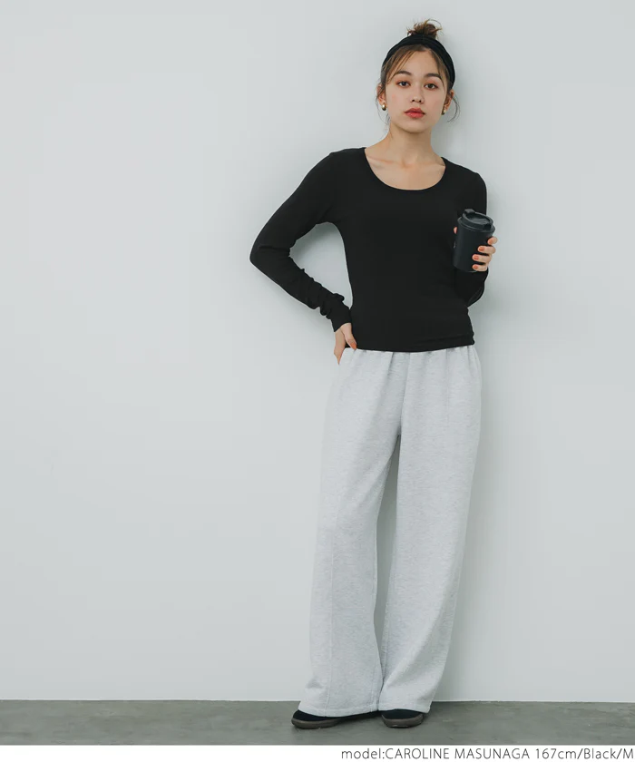 WEB限定セール★1490円→550円 リブUネック長袖Tシャツ レディース メール便不可 - Image 2