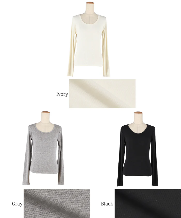 WEB限定セール★1490円→550円 リブUネック長袖Tシャツ レディース メール便不可 - Image 20