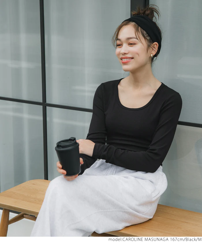 WEB限定セール★1490円→550円 リブUネック長袖Tシャツ レディース メール便不可 - Image 6
