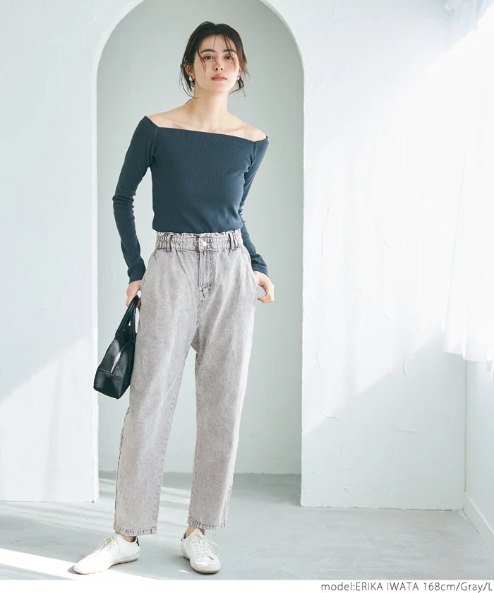 WEB限定セール ★2990円→990円ハイウエストゴムデニムパンツ レディース メール便不可 - Image 2