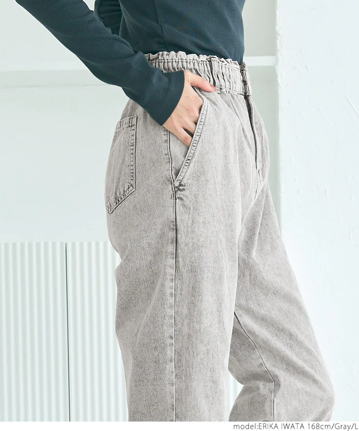 WEB限定セール ★2990円→990円ハイウエストゴムデニムパンツ レディース メール便不可 - Image 6
