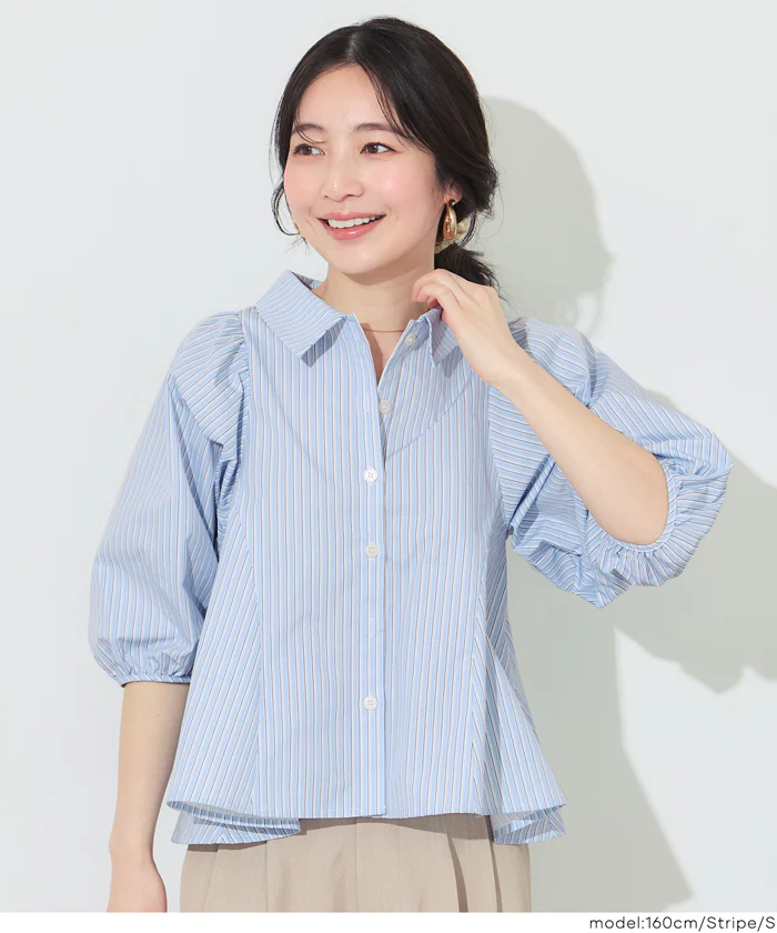 パフスリーブフレアシャツ レディース メール便不可 - Image 12