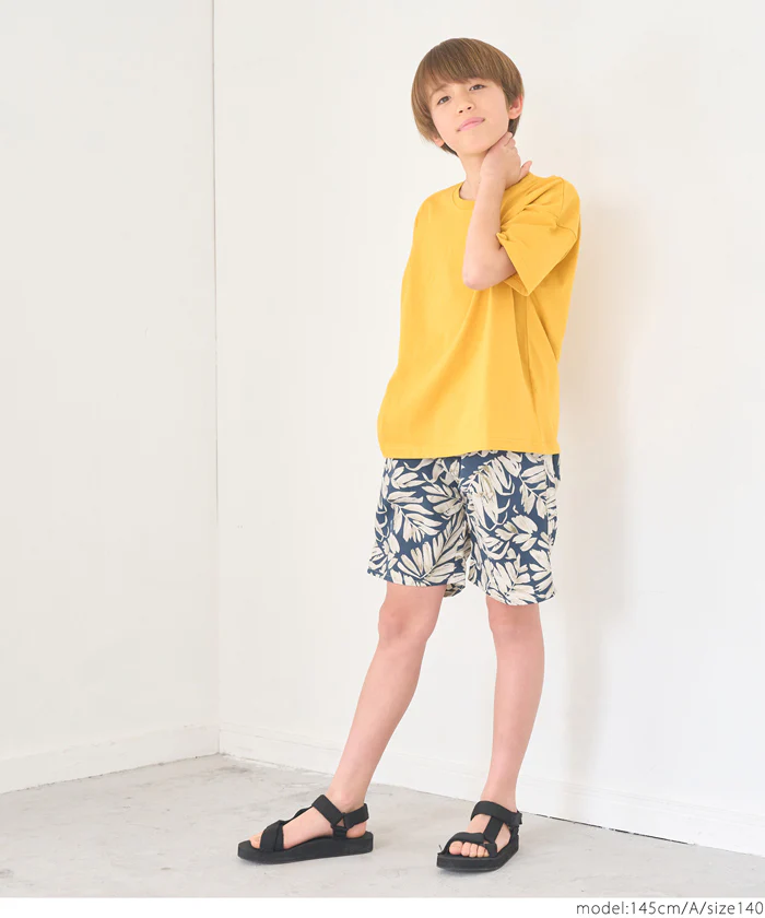 WEB限定セール ★1290円→550円親子お揃いワッシャーナイロンリーフ柄ショーツ キッズ メール便不可 - Image 3