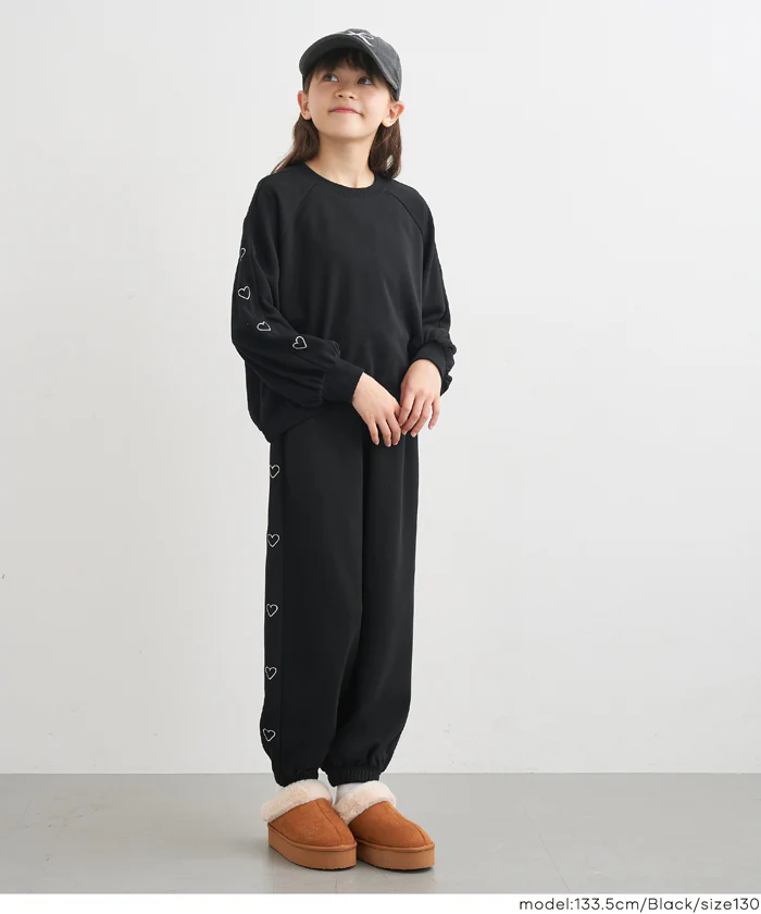 裏毛サイドハート刺繍ジョガーパンツ キッズ メール便不可 - Image 2