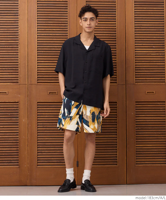 ワッシャーナイロンアブストラクト柄ショートパンツ メンズ メール便不可 - Image 3
