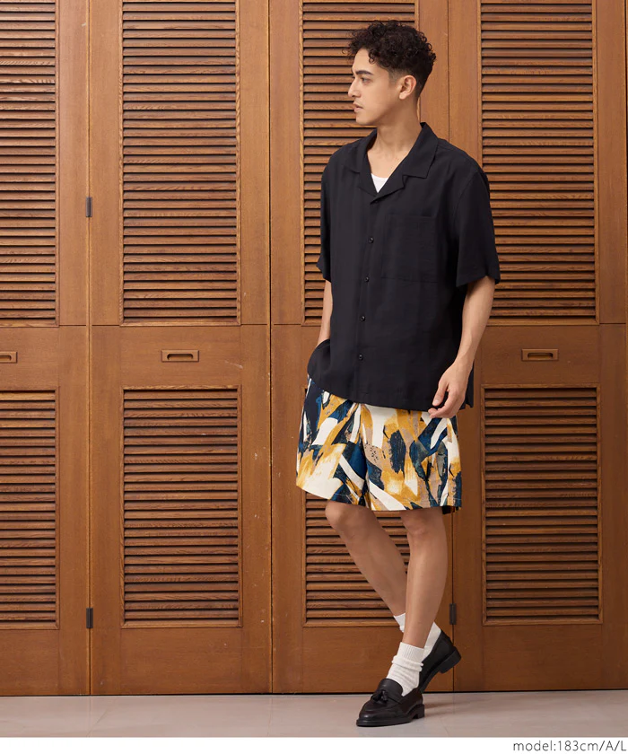 ワッシャーナイロンアブストラクト柄ショートパンツ メンズ メール便不可 - Image 5