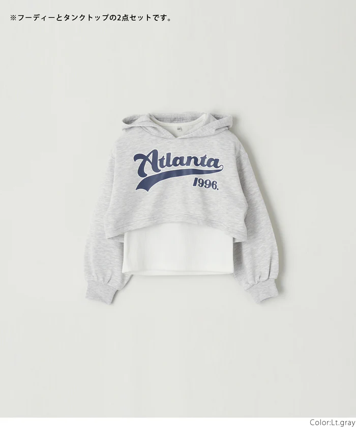 セール★1990円→550円 クロップド丈フーディ―＆インナータンク 2枚セット キッズ メール便不可 - Image 15