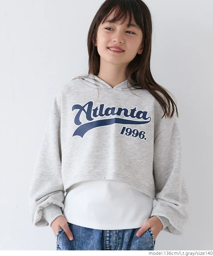 セール★1990円→550円 クロップド丈フーディ―＆インナータンク 2枚セット キッズ メール便不可 - Image 5