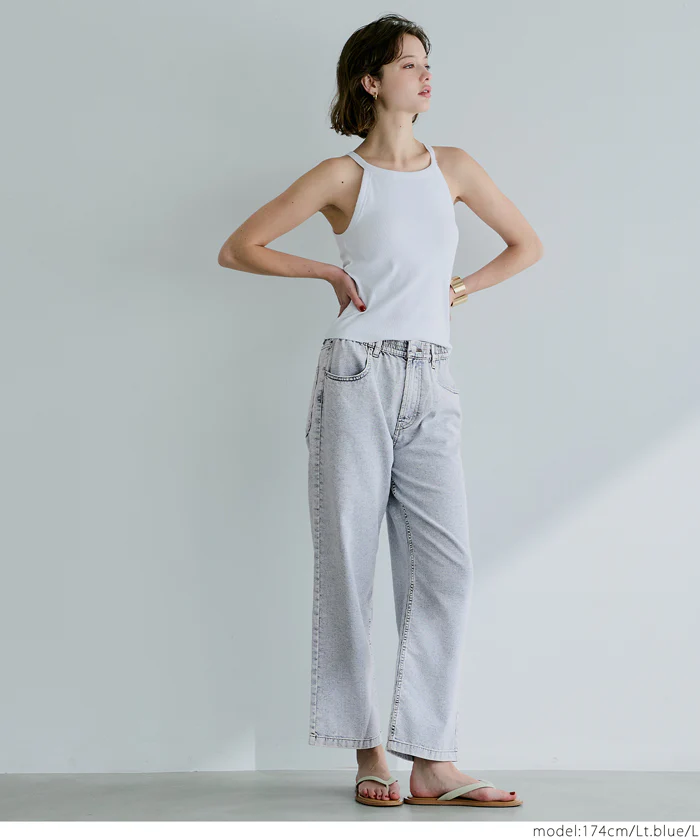 サマーデニムテーパードパンツ レディース メール便不可 - Image 12