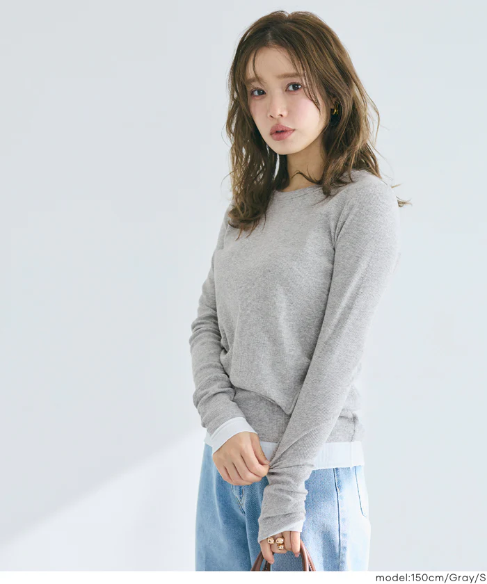 レイヤード長袖カットソー レディース メール便不可 - Image 3