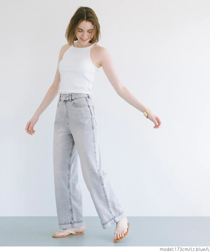 サマーデニムロールアップパンツ レディース メール便不可 - Image 10