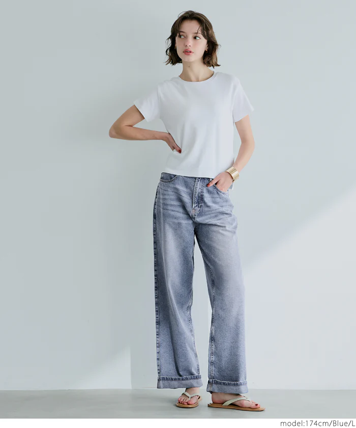 サマーデニムロールアップパンツ レディース メール便不可 - Image 14