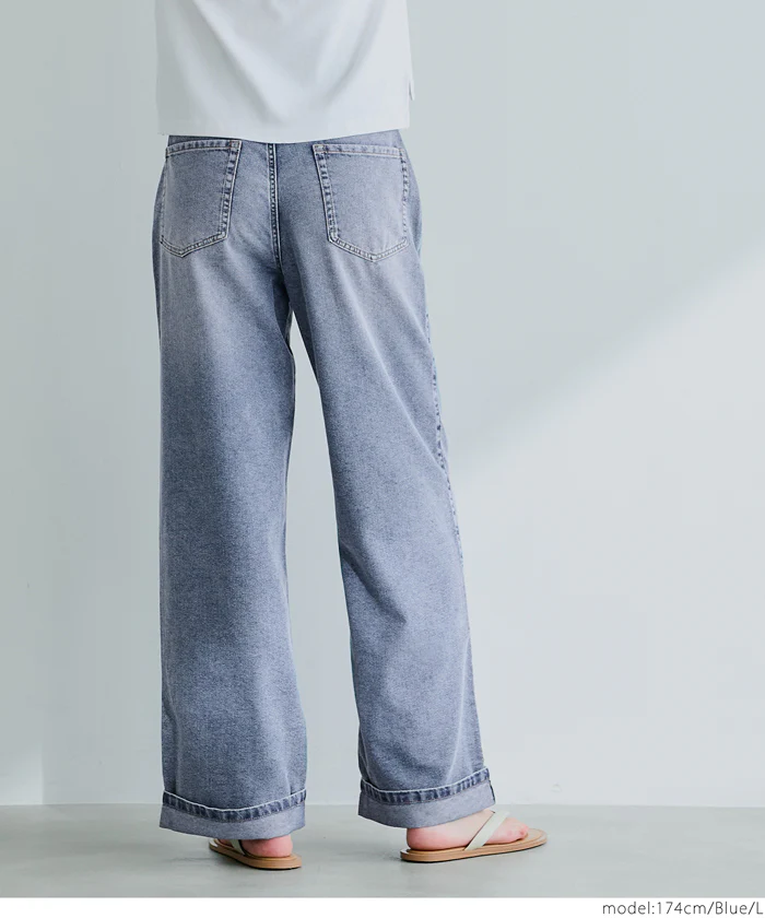 サマーデニムロールアップパンツ レディース メール便不可 - Image 15