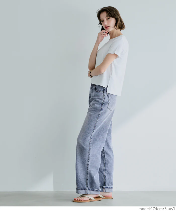 サマーデニムロールアップパンツ レディース メール便不可 - Image 16