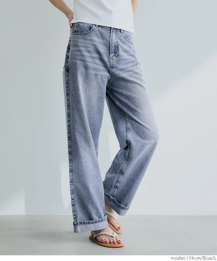 サマーデニムロールアップパンツ レディース メール便不可 - Image 17