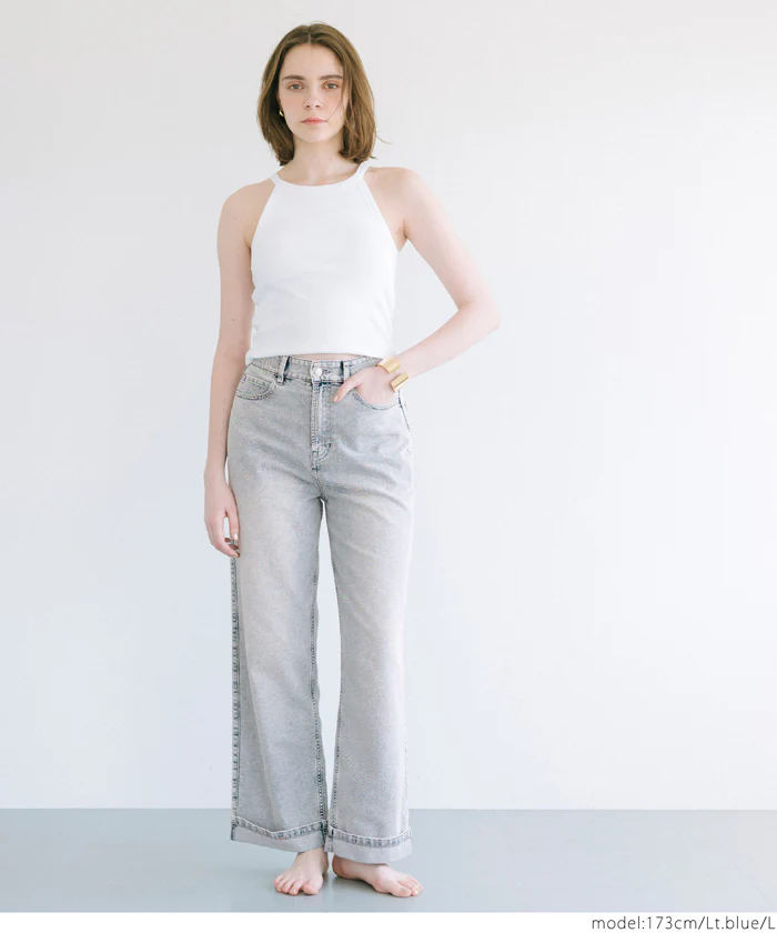 サマーデニムロールアップパンツ レディース メール便不可 - Image 6