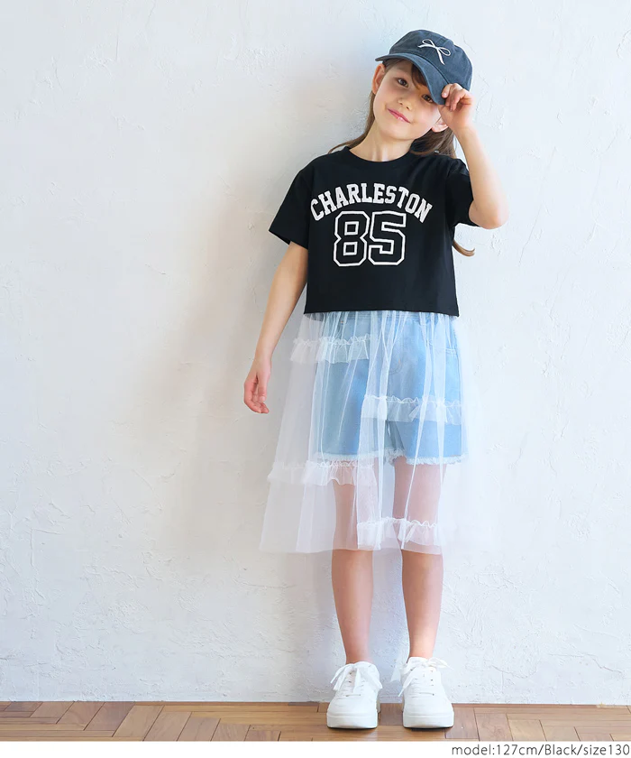 セール★1490円→990円 チュールスカートドッキングTシャツ キッズ メール便不可 - Image 2