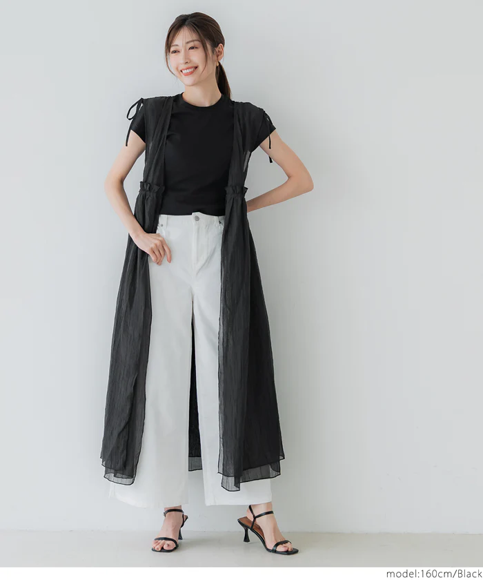 シアーギャザーロングジレ レディース メール便不可 - Image 6