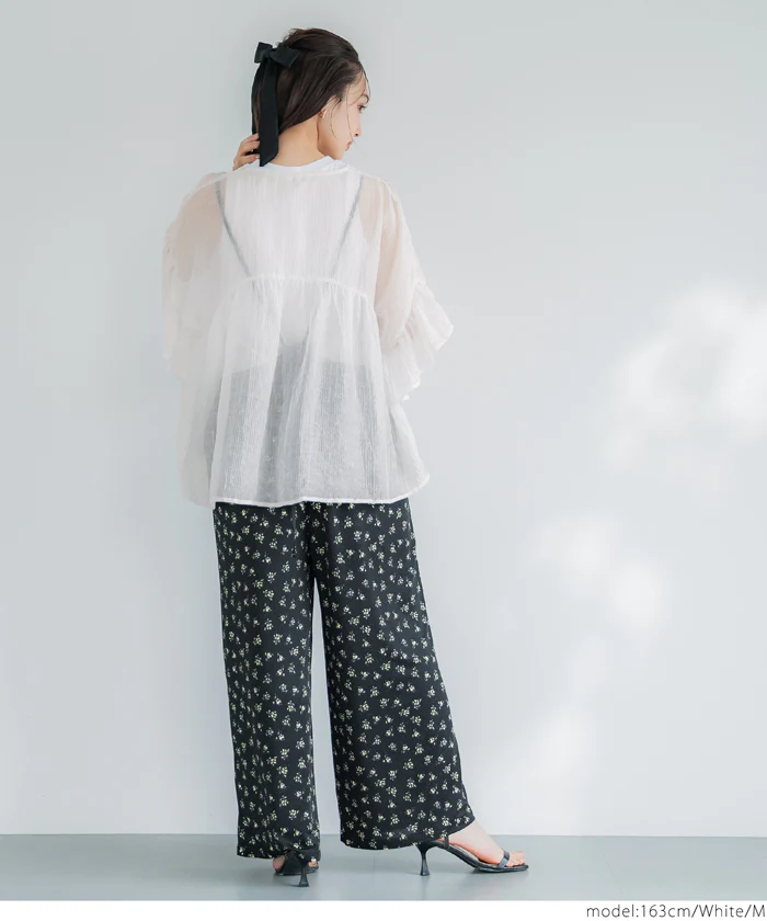 袖フリルシアーブラウス レディース メール便不可 - Image 10