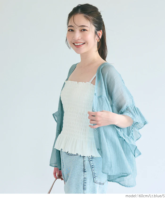 袖フリルシアーブラウス レディース メール便不可 - Image 17