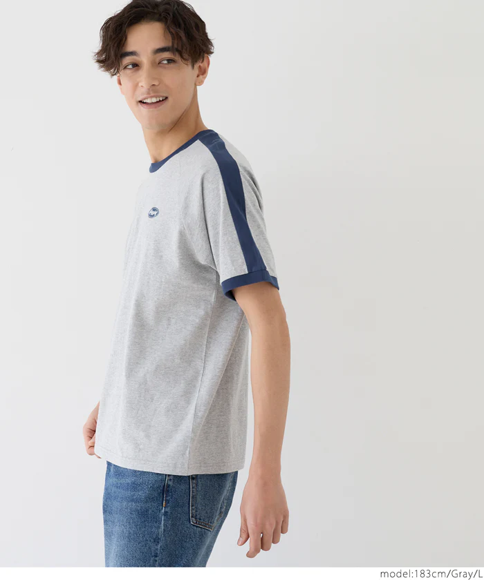 セール★1490円→990円 リンガーラインロゴラグランTシャツ メンズ メール便不可 - Image 11