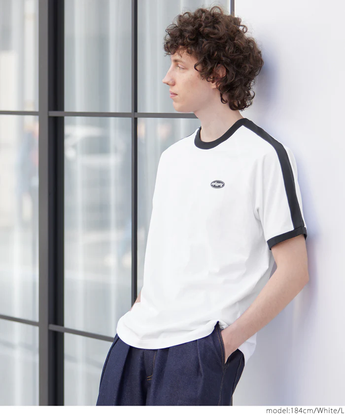 セール★1490円→990円 リンガーラインロゴラグランTシャツ メンズ メール便不可 - Image 6