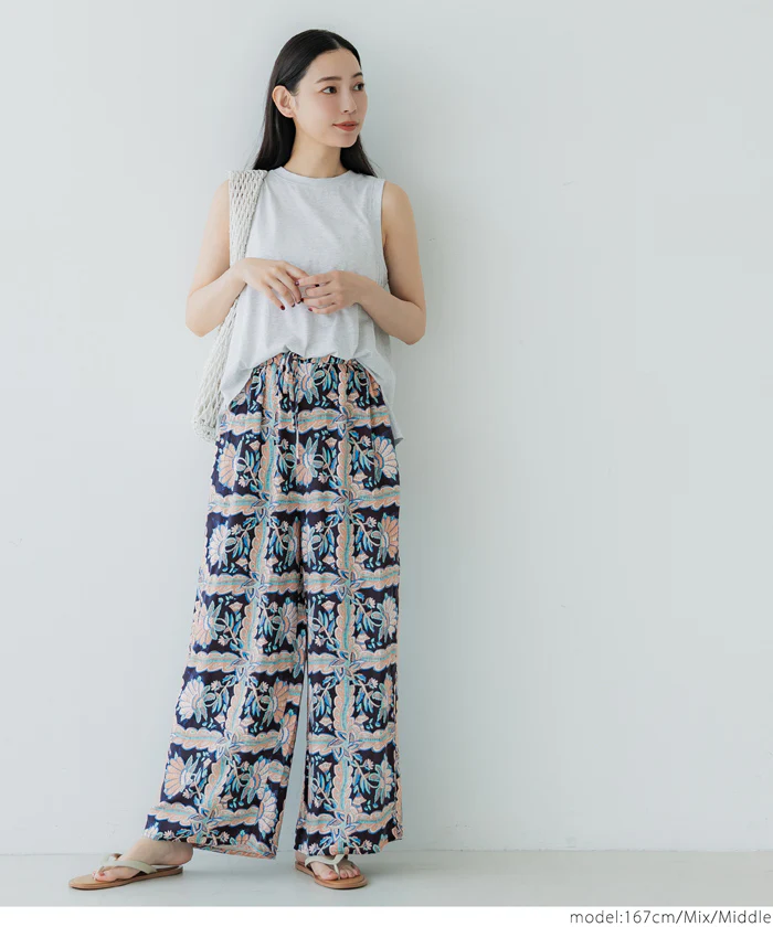 レーヨンスクエアフラワー柄パンツ レディース メール便不可 coca コカ - Image 4
