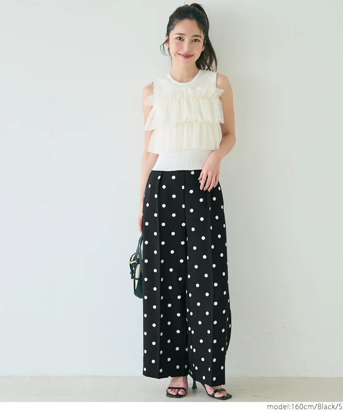 セール★2690円→1990円 センタープレスドット柄ワイドパンツ レディース メール便不可 - Image 10