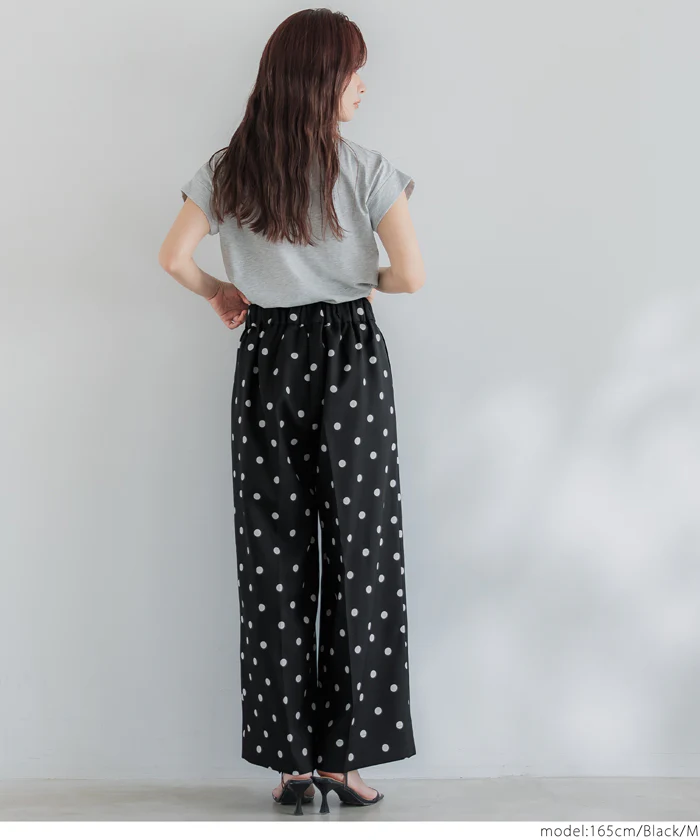 セール★2690円→1990円 センタープレスドット柄ワイドパンツ レディース メール便不可 - Image 9
