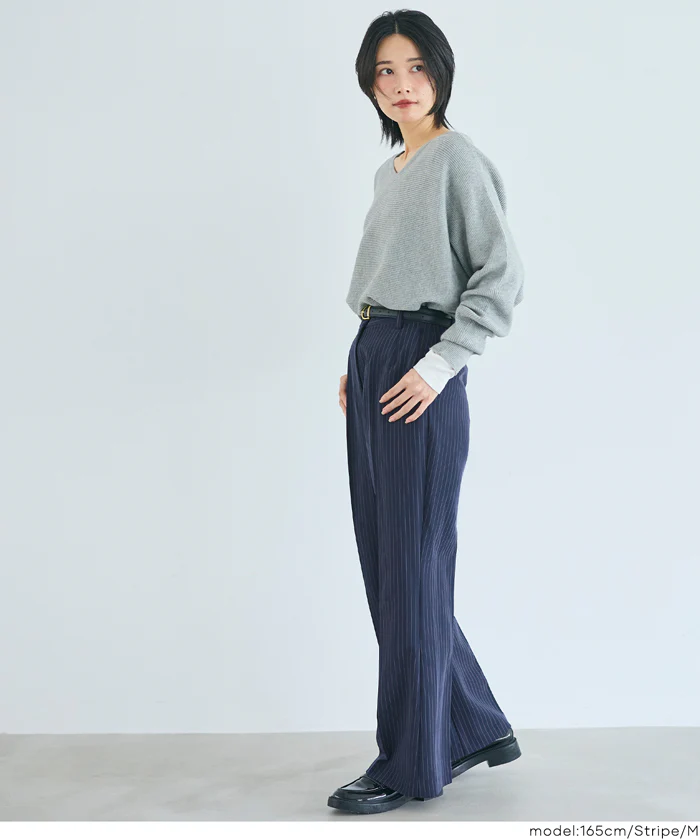 セール★2990円→990円 ストライプセミフレアパンツ レディース メール便不可 - Image 4